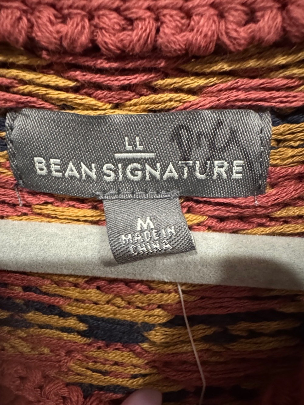L.L. Bean signature Rust Cable-Knit Fair Isle Crew Sweater NWT - Picture 2 of 6